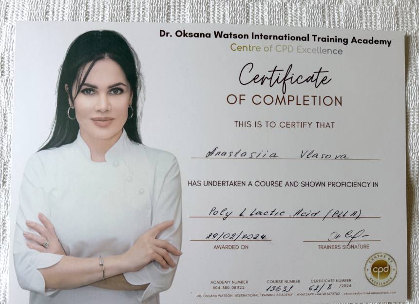 Buttock & Hip Dip Dermal Filler certificate