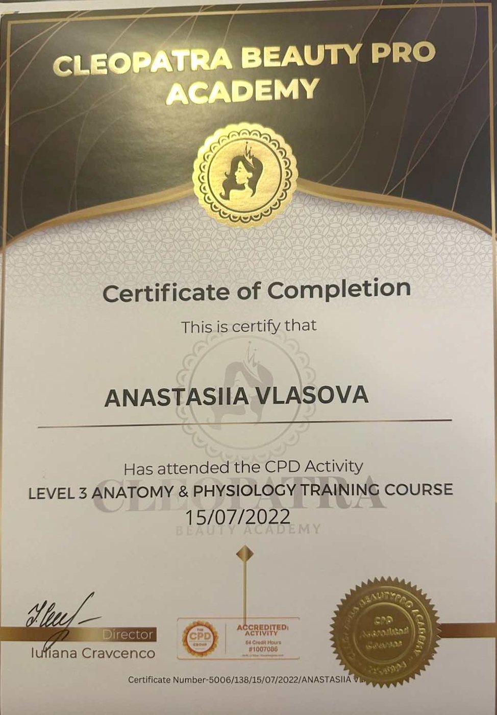 Level 3 Anatomy & Physiology certificate